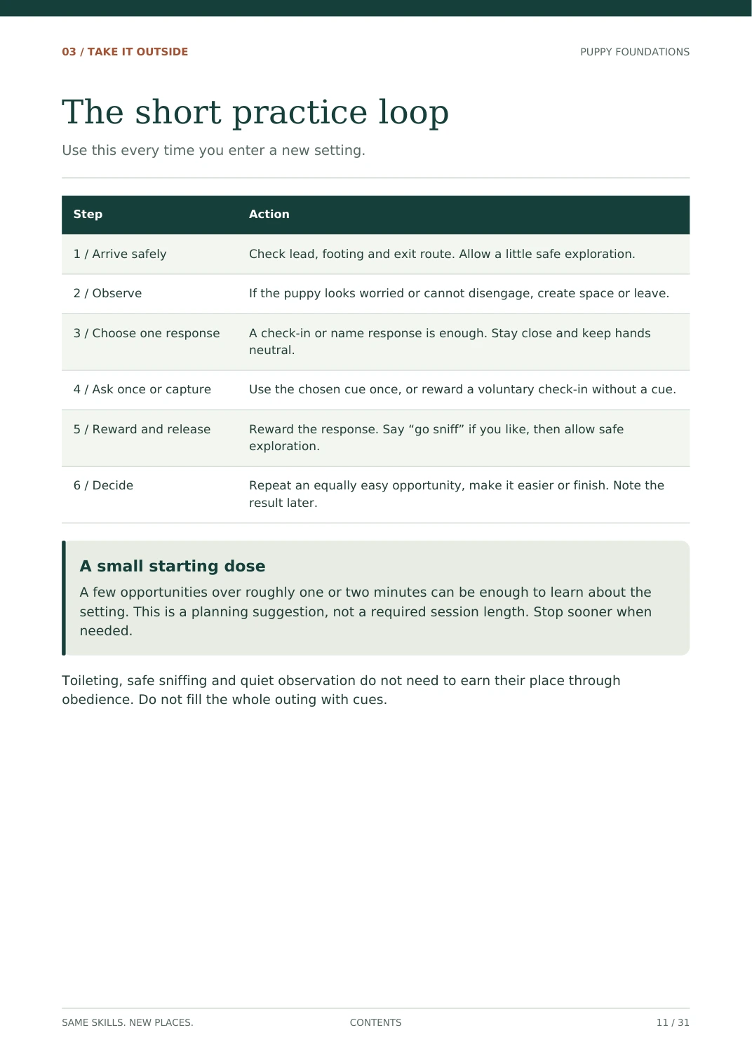Preview page 11: The short practice loop
